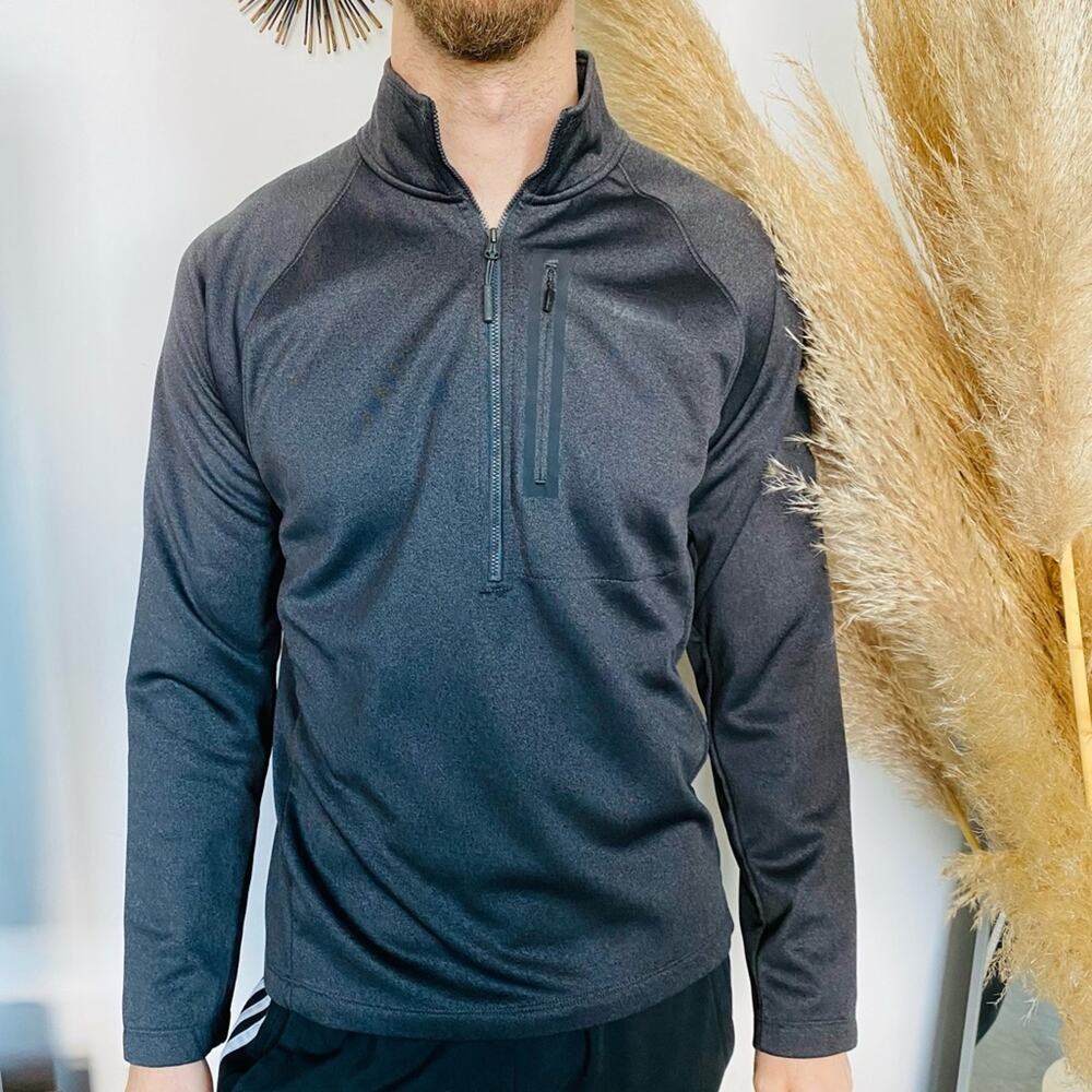 NORTH FACE MENS Grey Half Zip Long Sleeve Pullover Sweater Lightweight Jacket M